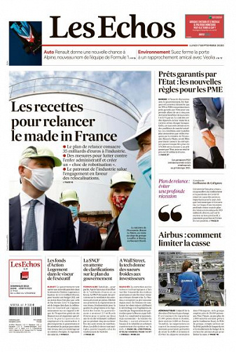 Les Echos du Lundi 7 Septembre 2020