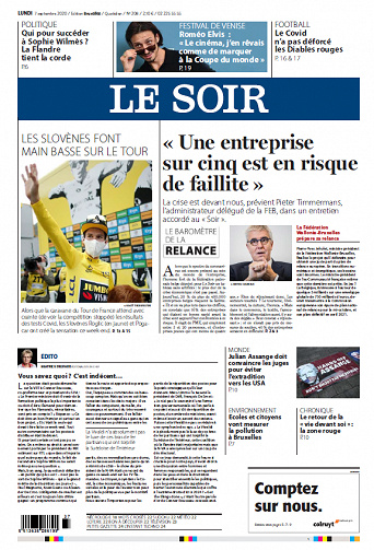 Le Soir Edition Bruxelles - Lundi 7 Septembre 2020