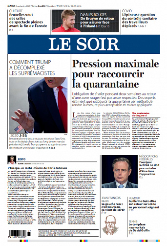 Le Soir Edition Bruxelles - Mardi 8 Septembre 2020