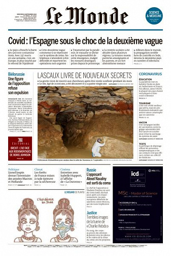 Le Monde du Mercredi 9 Septembre 2020