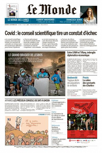 Le Monde du Vendredi 11 Septembre 2020