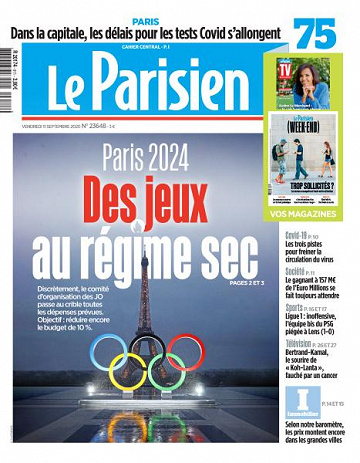 Le Parisien du Vendredi 11 Septembre 2020