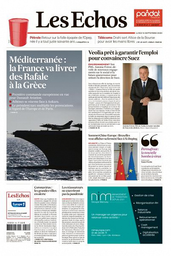 Les Echos du Lundi 14 Septembre 2020