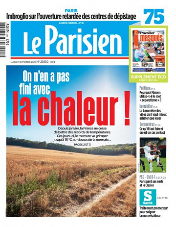 Le Parisien du Lundi 14 Septembre 2020