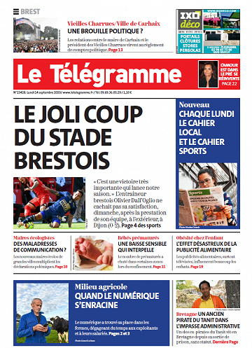 Le Télégramme Brest - Lundi 14 septembre 2020