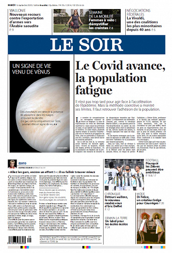 Le Soir Edition Bruxelles - Mardi 15 Septembre 2020