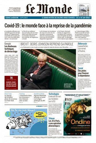 Le Monde du Mercredi 16 Septembre 2020
