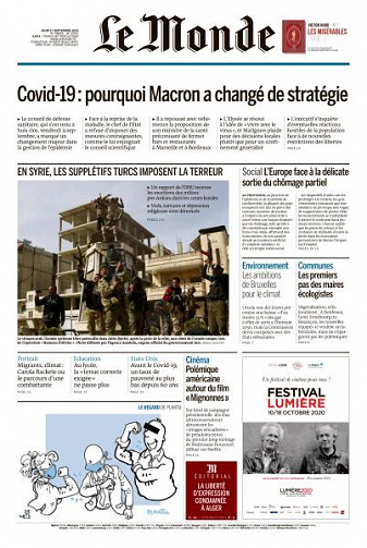 Le Monde du Jeudi 17 Septembre 2020