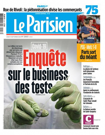 Le Parisien du Jeudi 17 Septembre 2020