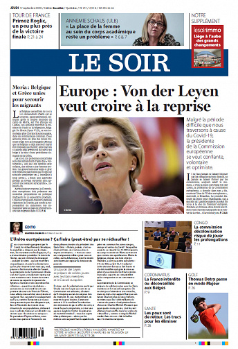 Le Soir Edition Bruxelles - Jeudi 17 Septembre 2020