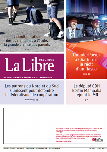 La Libre Belgique-Hainaut - Vendredi 18 Septembre 2020