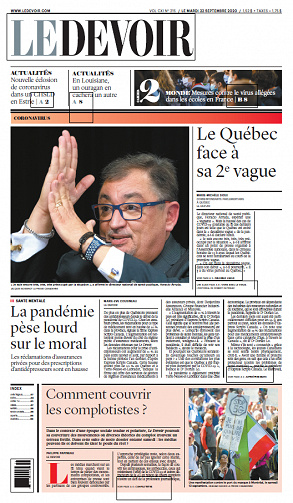 Le Devoir (CA, Québec) - Mardi 22 Septembre 2020