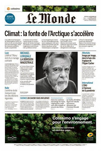 Le Monde du Mercredi 23 Septembre 2020
