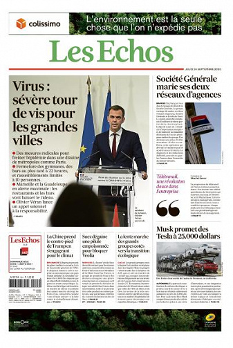 Les Echos du Jeudi 24 Septembre 2020