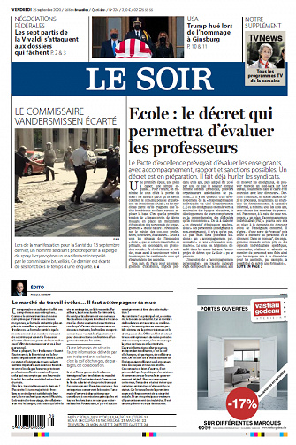 Le Soir Edition Bruxelles - Vendredi 25 Septembre 2020