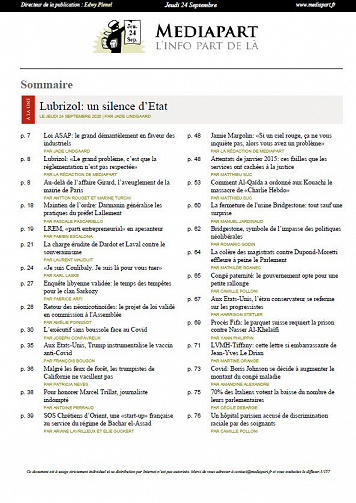 Mediapart - Jeudi 24 Septembre 2020