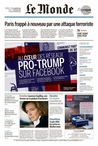 Le Monde du Dimanche 27 et Lundi 28 Septembre 2020