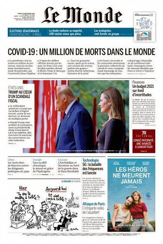Le Monde du Mardi 29 Septembre 2020