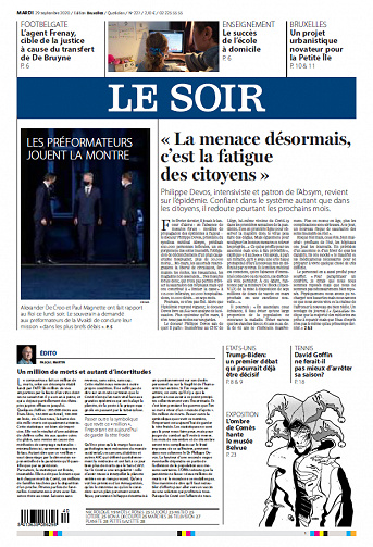 Le Soir Edition Bruxelles - Mardi 29 Septembre 2020