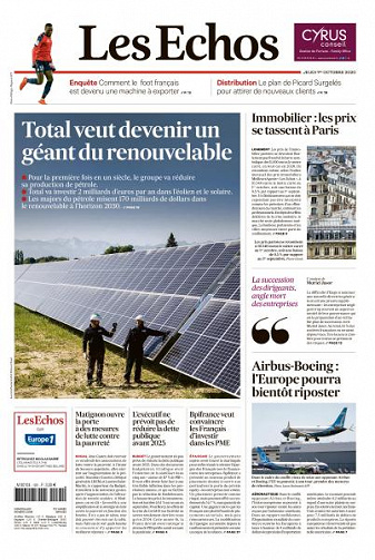 Les Echos du Jeudi 1er Octobre 2020
