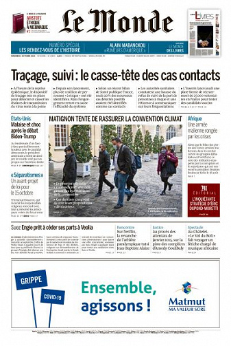 Le Monde du Vendredi 2 Octobre 2020