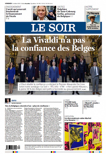 Le Soir Edition Bruxelles - Vendredi 2 Octobre 2020