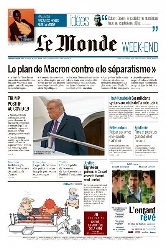 Le Monde du Samedi 3 Octobre 2020