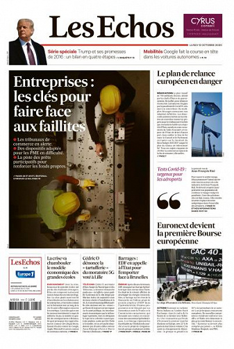 Les Echos du Lundi 12 Octobre 2020