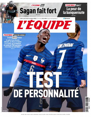 L’equipe du Mercredi 14 Octobre 2020