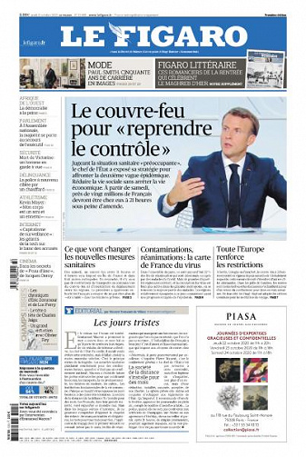 Le Figaro du Jeudi 15 Octobre 2020