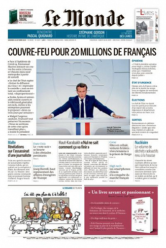 Le Monde du Vendredi 16 Octobre 2020