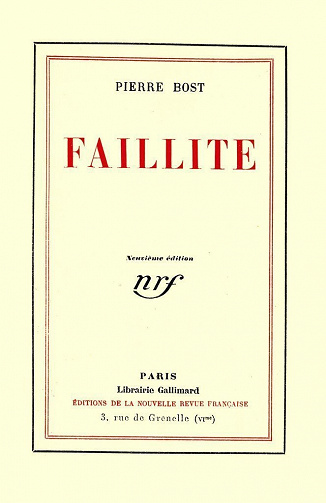 Pierre Bost - Faillite