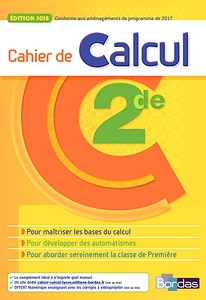 Mathematiques 2de 2018 Cahier de Calcul Eleve