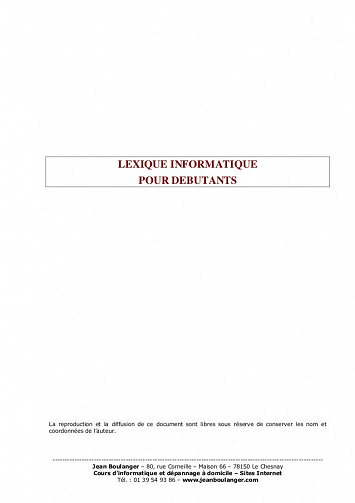 Lexique informatique pour débutants - Boulanger Jean
