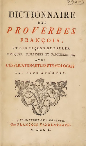 Dictionnaire des proverbes françois et des façons de parler - André Joseph Panckoucke