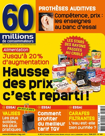 60 millions de consommateurs N°460 - Hausse des Prix c’est Reparti !