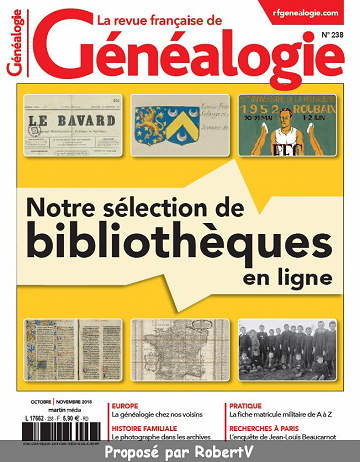 La Revue française de Généalogie N°238 - Octobre-Novembre 2018