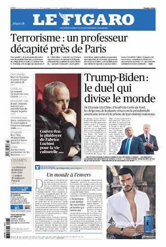 Le Figaro du Samedi 17 et Dimanche 18 Octobre 2020