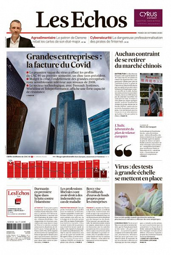 Les Echos du Lundi 20 Octobre 2020