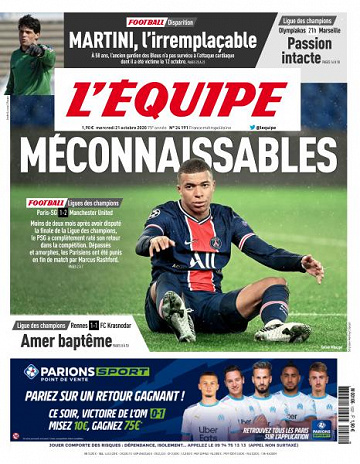 L’equipe du Mercredi 21 Octobre 2020
