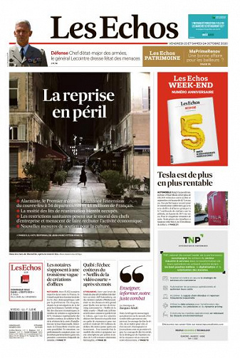 Les Echos du Vendredi 23 et Samedi 24 Octobre 2020