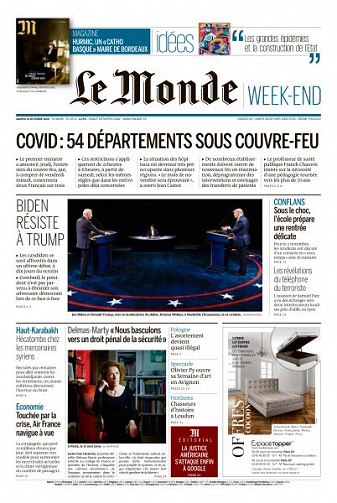 Le Monde du Samedi 24 Octobre 2020