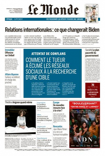 Le Monde du Dimanche 25 et Lundi 26 Octobre 2020