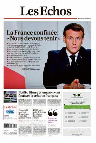 Les Echos du Jeudi 29 Octobre 2020