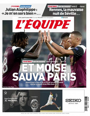 L’equipe du Jeudi 29 Octobre 2020