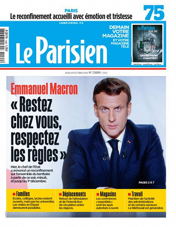 Le Parisien du Jeudi 29 Octobre 2020