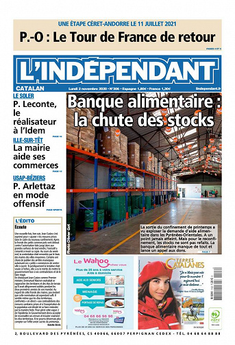 L'Indépendant (3 Éditions) Du Lundi 2 Novembre 2020