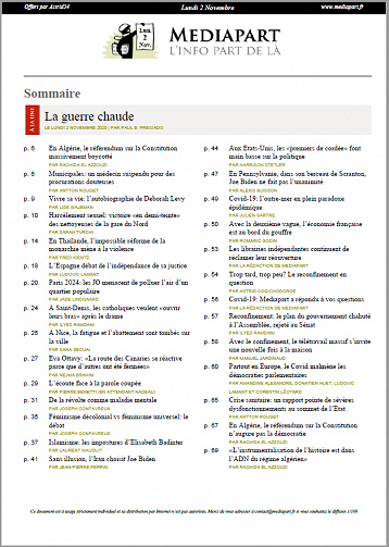 MEDIAPART - Lundi 2 Novembre 2020