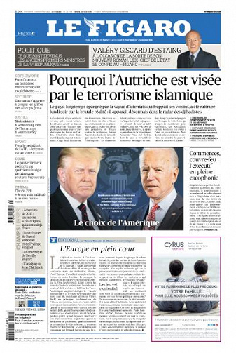 Le Figaro du Mercredi 4 Novembre 2020