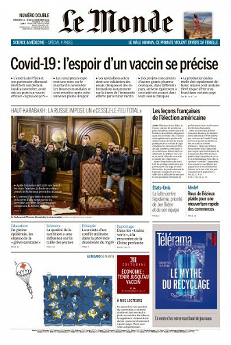 Le Monde du Mercredi 11 Novembre 2020